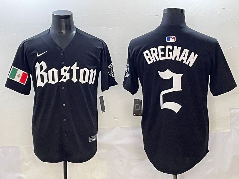Men 2025 Boston Red Sox #2 Bregman Black Five generations Joint Name Nike MLB Jersey style 17